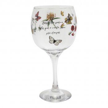 Taça de Gin Vidro 384 600ml Decorada Borboleta