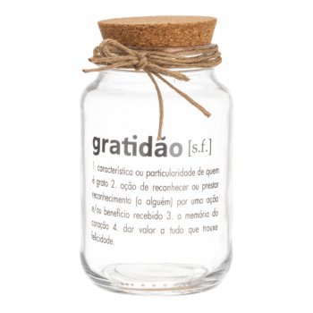 POTE HERMÉTICO DE VIDRO 008 500ML DECORADO GRATIDÃO