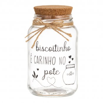 POTE HERMÉTICO DE VIDRO 016 500ML DECORADO BISCOITO