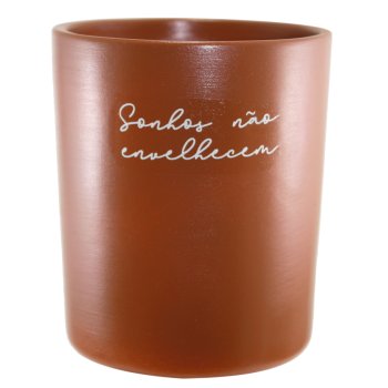 Pote Redondo Decorativo 400ml Cerâmica Terracota Sonhos